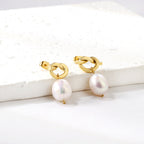 Boucles d'oreilles pendantes pour femme avec nœud et perles d'eau douce