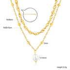 Collier multicouche pour femme avec pendentif perle et chaîne élégante