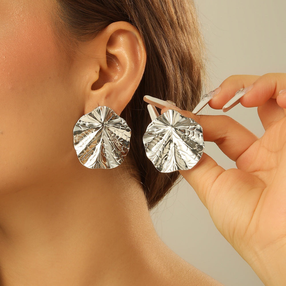 Boucles d'oreilles créateur pour femme en forme de feuille