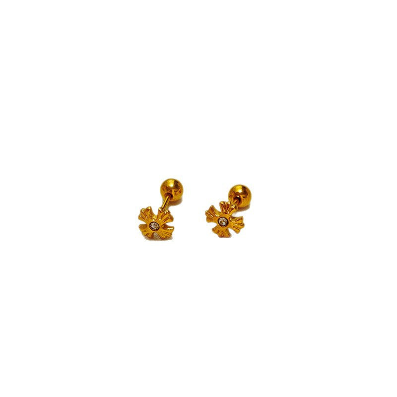 Boucles d'oreilles puces motif floral pour femme
