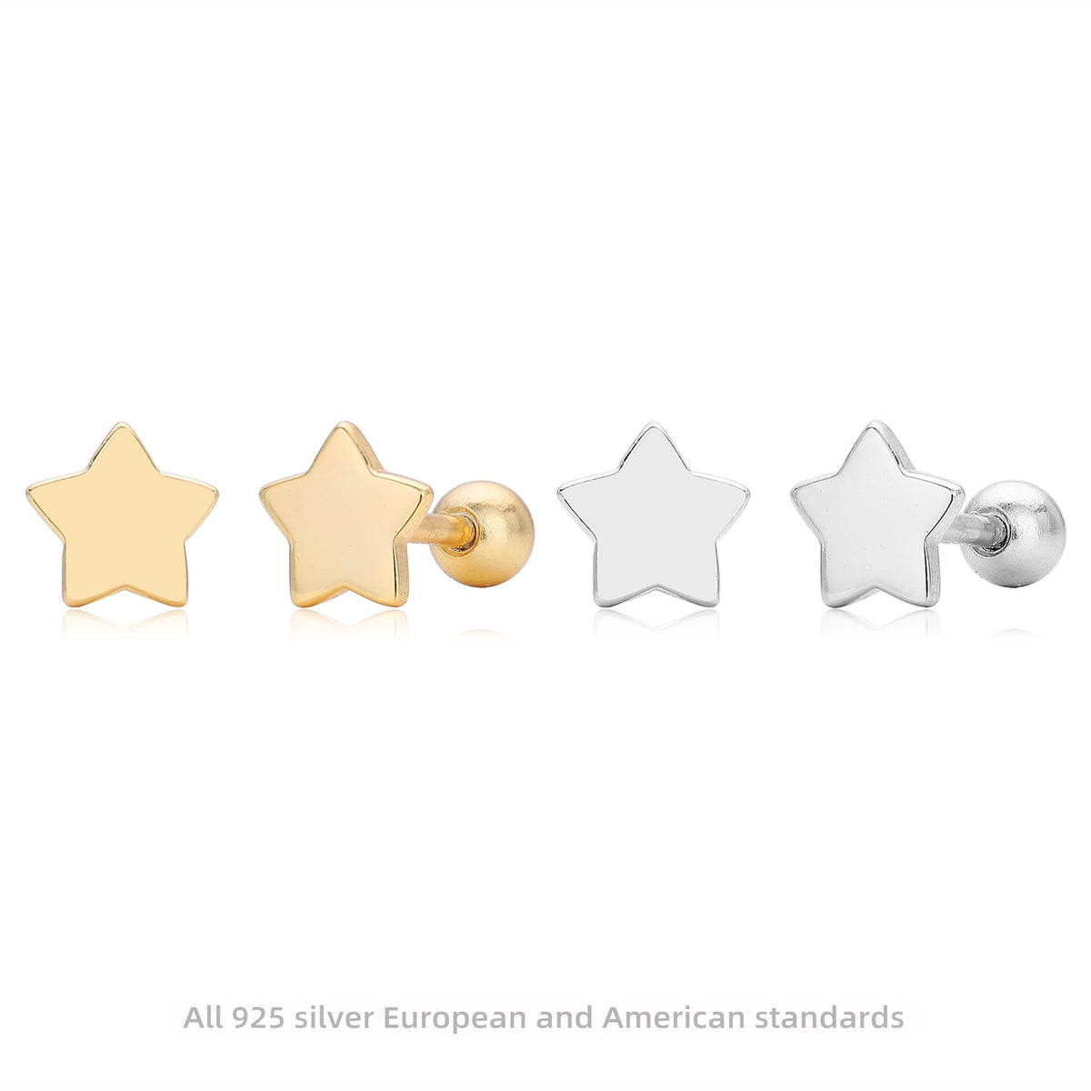 Boucles d'oreilles puces motif étoile en argent sterling