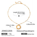 Collier pour femme avec pendentif soleil en acier inoxydable hypoallergénique