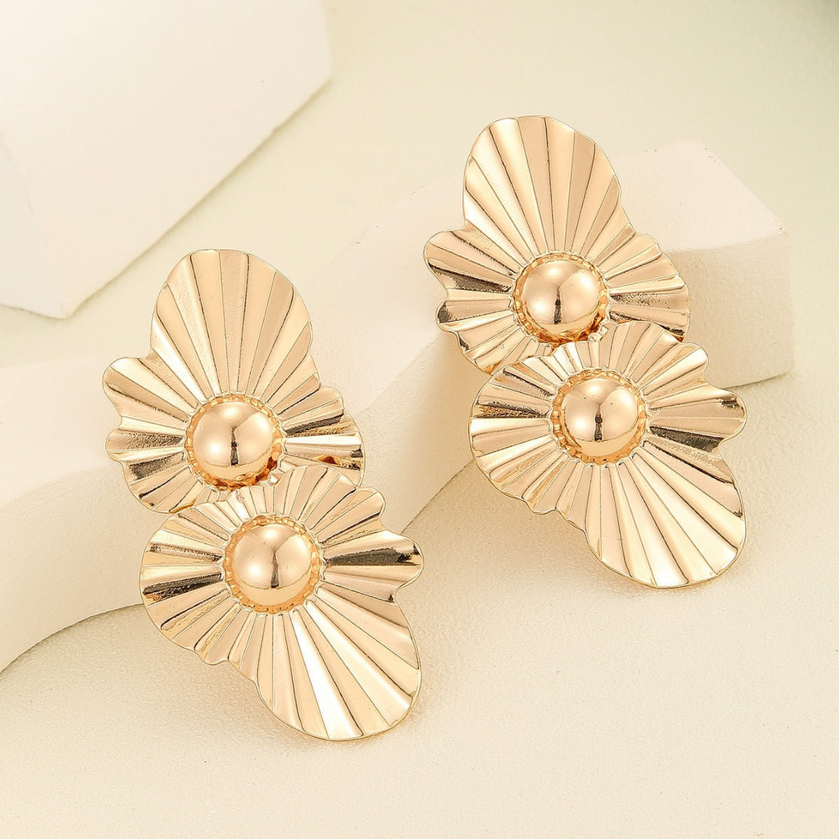 Boucles d'oreilles à motif plissé pour femme