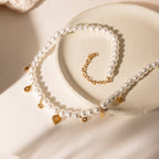 Collier pour femme avec perles et pendentifs en zircone