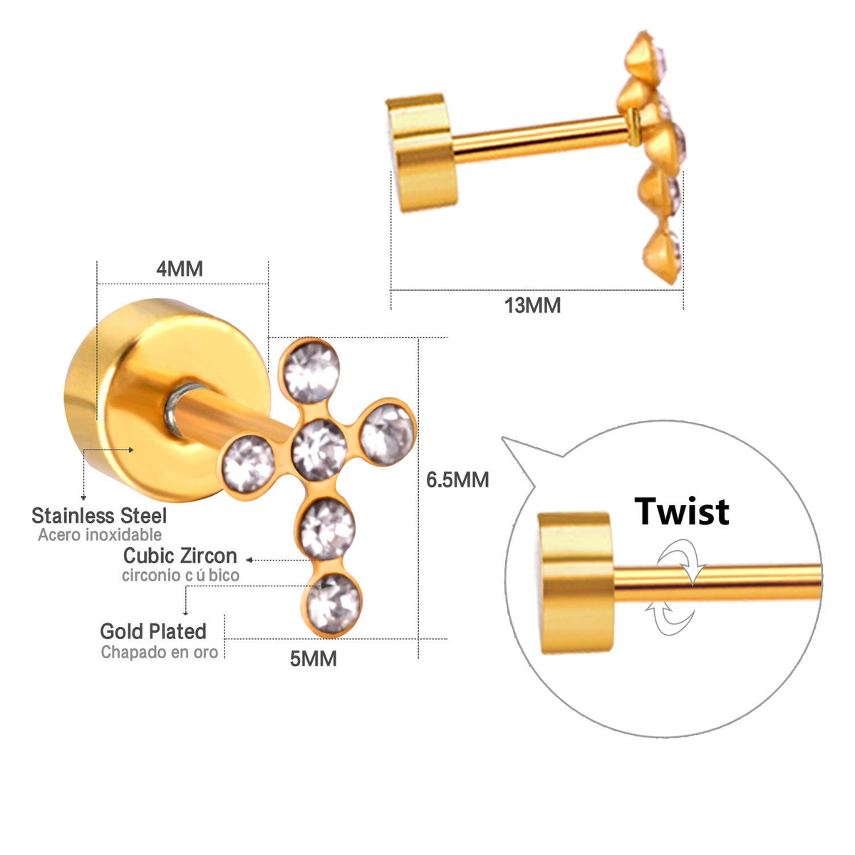 Boucles d'oreilles pour femme avec cristaux