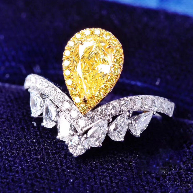 Bague élégante pour femme avec pierre en forme de goutte et cristaux