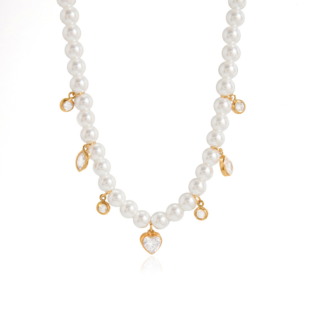 Collier pour femme avec perles et pendentifs en zircone