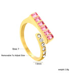 Bague réglable pour femme avec zircons et accents verts