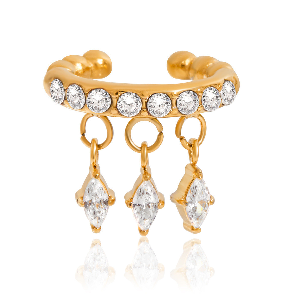 Ear cuff haute couture élégant pour femme avec cristaux