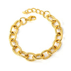 Bracelet pour femme en acier inoxydable plaqué or avec fermoir réglable
