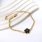 Bracelet pour femme avec pendentif floral en acier inoxydable