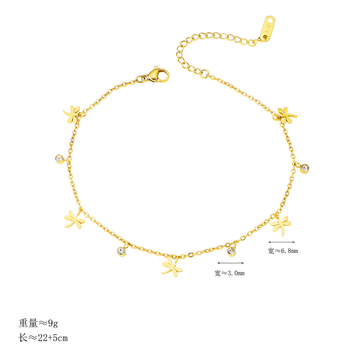 Chaîne de cheville pour femme motif floral et cristaux