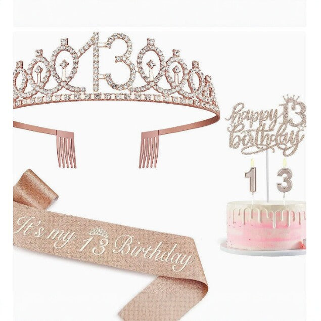 Couronne d'anniversaire 18 ans scintillante avec écharpe