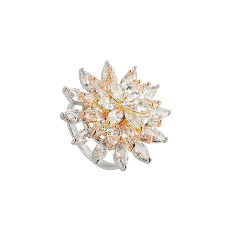Bague en cristal de haute qualité avec motif floral