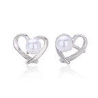 Clous d'oreilles pour femme avec design cœur et perle