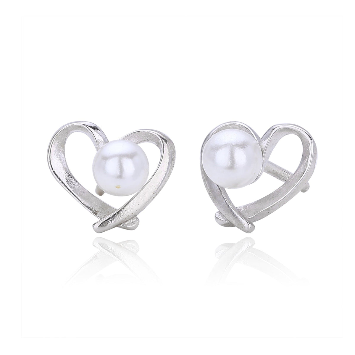 Clous d'oreilles pour femme avec design cœur et perle