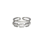Bague ouverte pour femme avec zircons étincelants