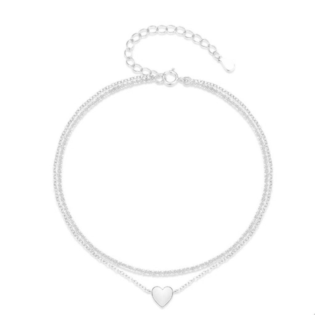 Chevillère bicolore avec breloque cœur