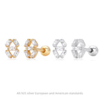 Ohrstecker für Damen mit 5A Zirkonia in geometrischem Design