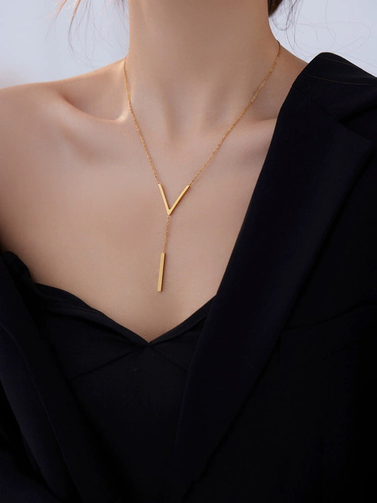 Collier à pendentif en Y minimaliste pour femme