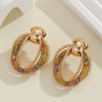 Boucles d'oreilles pendantes pour femme avec design en filet coloré