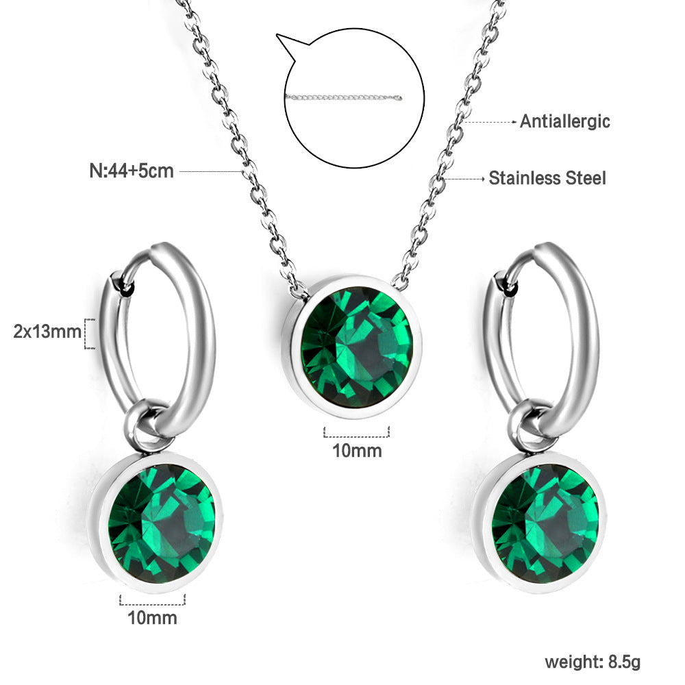 Parure de bijoux pour femme en acier inoxydable avec pendentifs perles