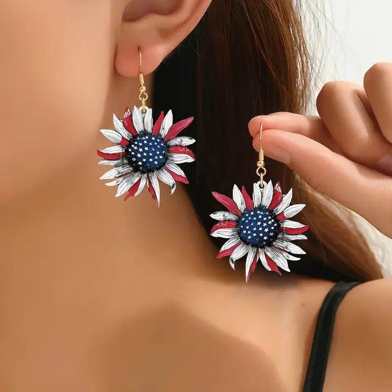 Boucles d'oreilles tournesol artisanales avec centre étoilé