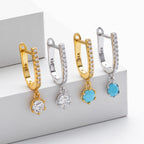 Boucles d'oreilles pendantes en argent sterling 925 avec zircon