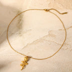 Collier pour femme avec pendentif rose filigrane en acier inoxydable