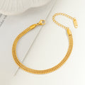 Bracelet chaîne texturé doré pour femme