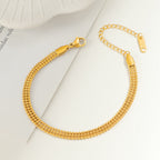 Bracelet chaîne texturé doré pour femme
