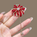 Broche fleur étincelante avec pendentif chaîne