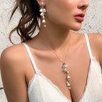 Boucles d'oreilles pour femme avec pendentifs floraux et perles