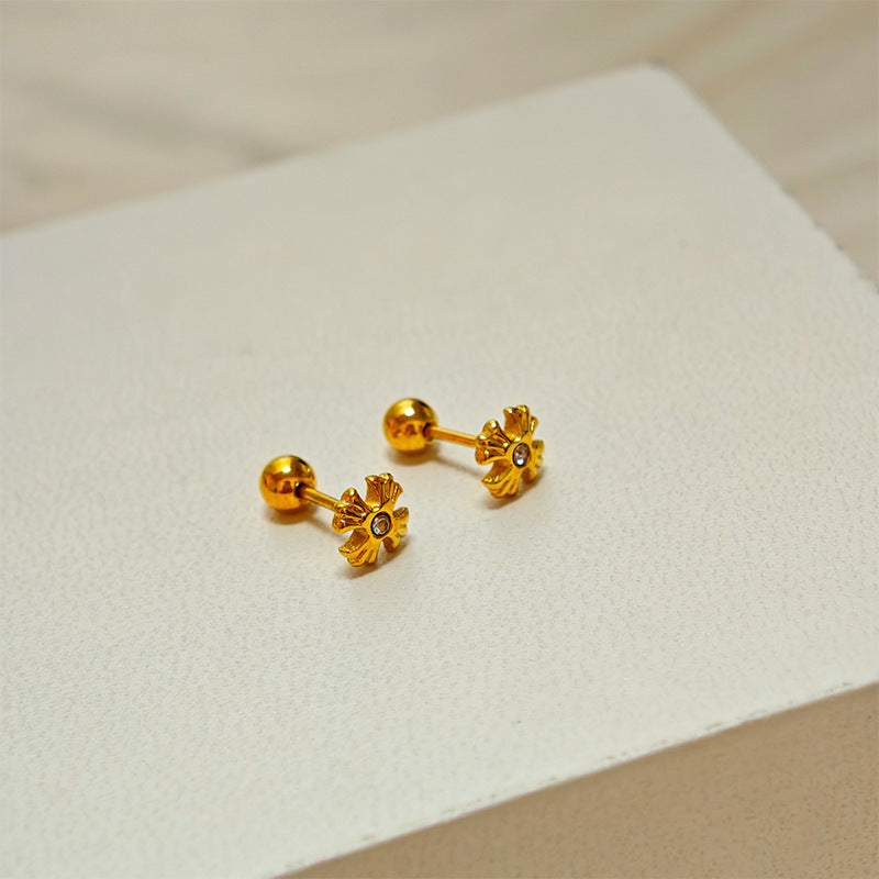 Boucles d'oreilles puces motif floral pour femme
