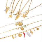 Collier pour femme motif coquillage en acier inoxydable hypoallergénique