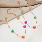 Collier de perles à breloques florales pour femme