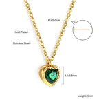 Collier pour femme avec pendentif cœur en acier inoxydable doré et zircon