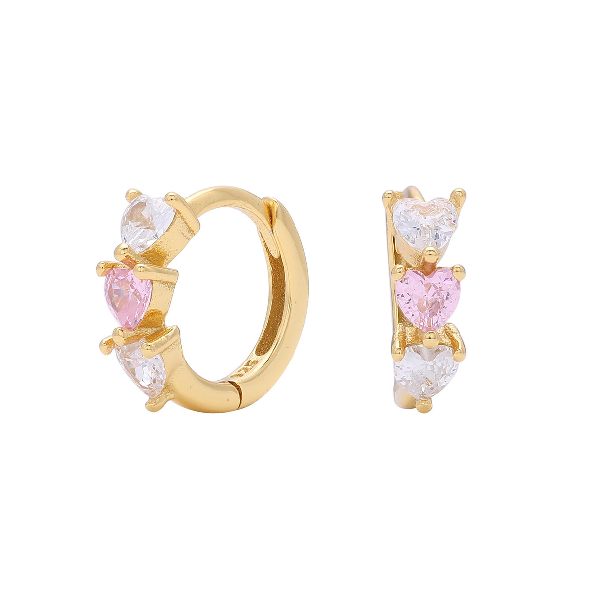 Damen Ohrringe mit funkelnden Herz-Zirkonen aus 925 Sterling Silber
