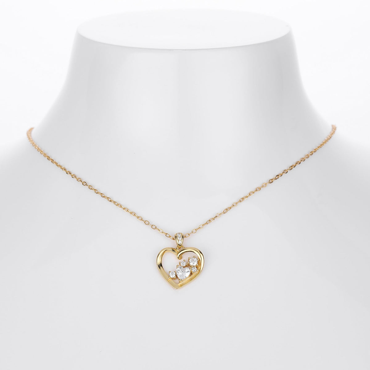 Collier cœur pour femme en argent sterling 925 avec zircones