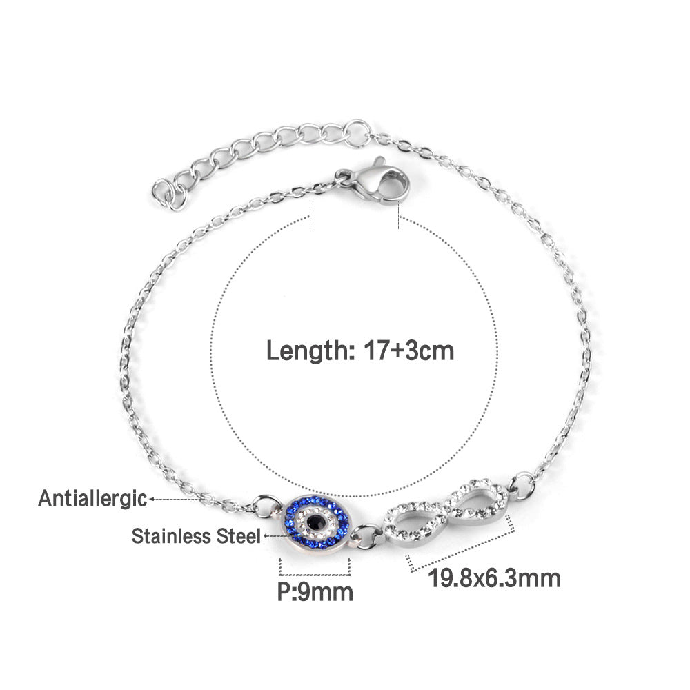 Bracelet pour femme avec symbole infini en acier inoxydable