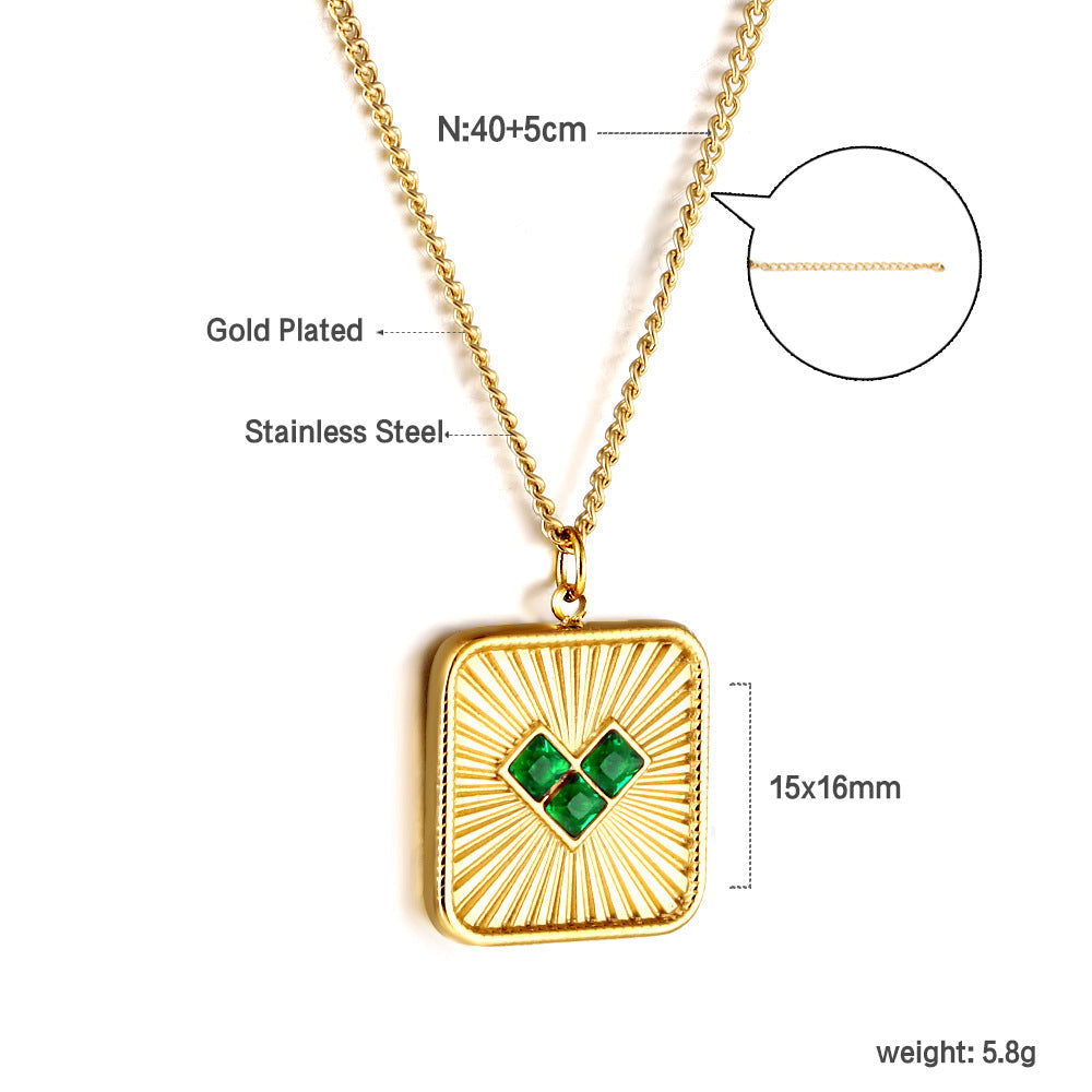 Collier pour femme avec pendentif carré orné de cristaux