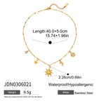 Collier pour femme avec pendentif soleil et lune en acier