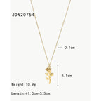 Collier pour femme avec pendentif rose filigrane en acier inoxydable