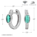 Boucles d'oreilles pendantes avec zircon ovale et monture en argent 925 doré