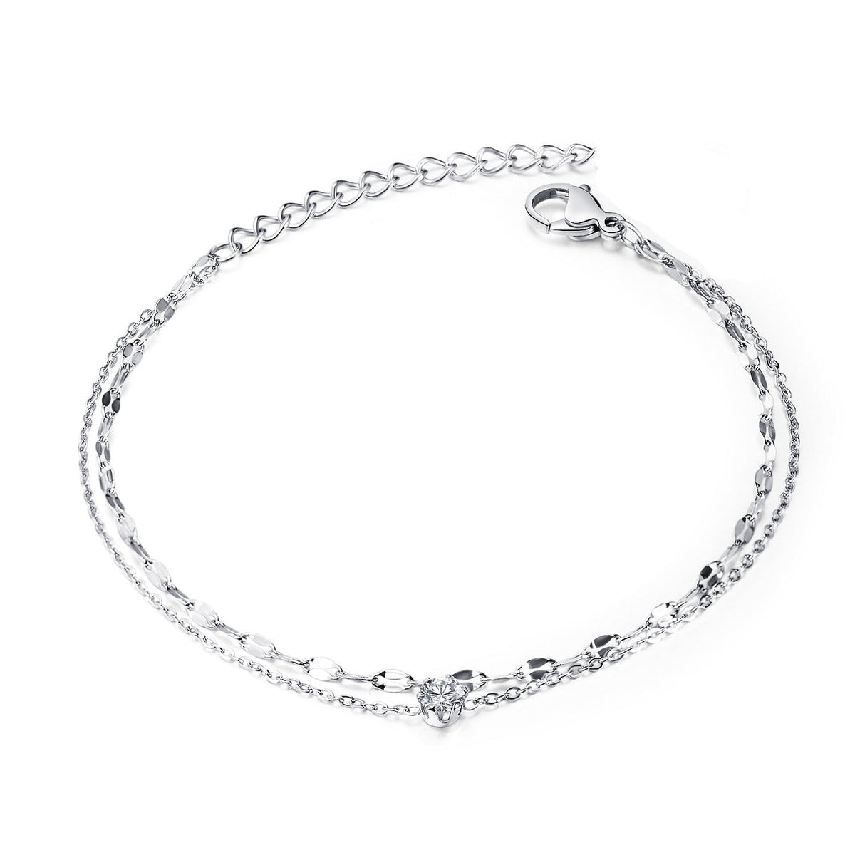 Bracelet de cheville double rangée éclatant