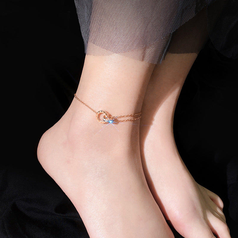 Chevillère double rang avec pendentif cercle