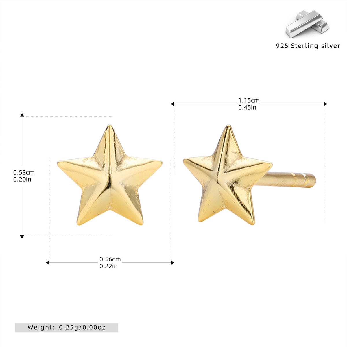 Boucles d'oreilles étoiles en argent sterling 925