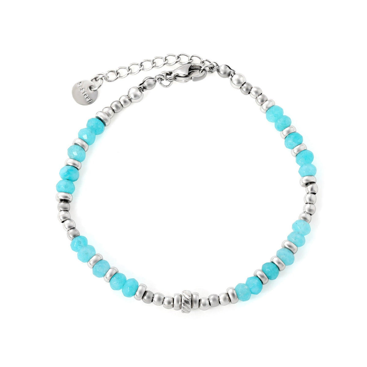 Bracelet pour femme avec éléments aigue-marine et acier inoxydable