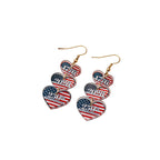 Boucles d'oreilles pendantes patriotiques en forme de nœud avec crochets dorés