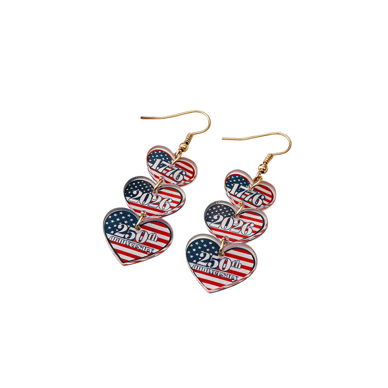 Boucles d'oreilles pendantes patriotiques en forme de nœud avec crochets dorés